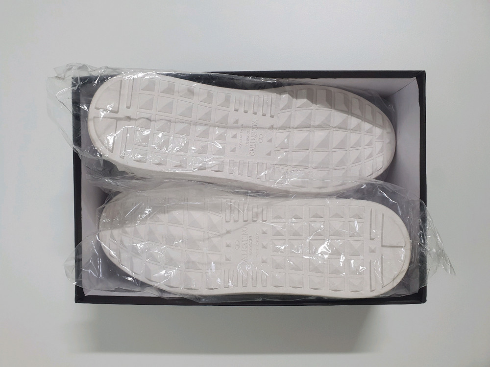 발렌티노 메탈릭 스트라이프 오픈 스니커즈 (화이트 레드)--1