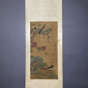 명대 유명 화가 심주의 화조도 그림 고화 골동품 수집품 족자