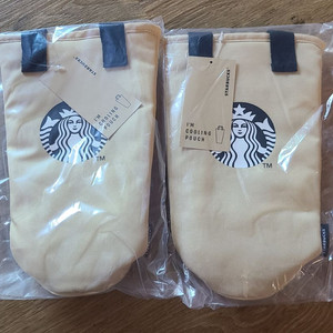 스타벅스 쿨링 파우치 보틀 가방 보냉백 베이지 비닐미개 이미지