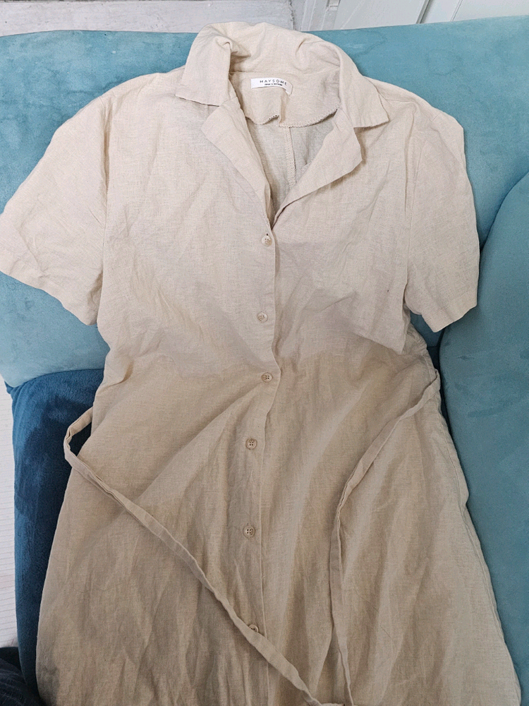 린넨 셔츠 원피스--2