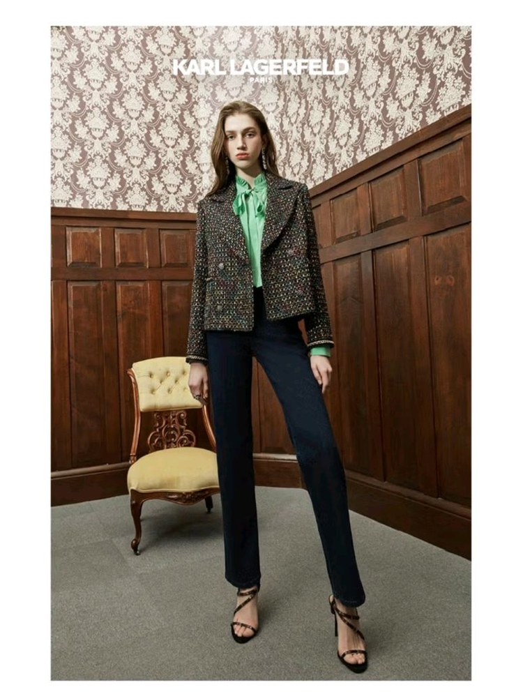 칼라거펠트 리비에라 트위드 자켓 칼블랙 66 새상품 이미지