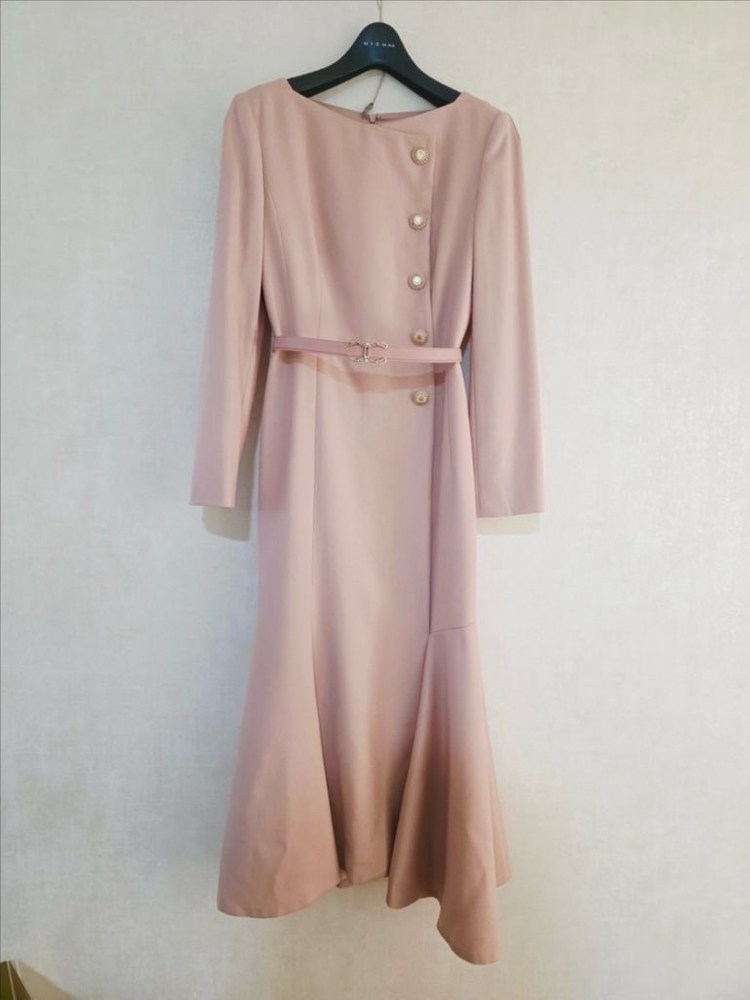 미샤 고급 큐빅 벨트셀트 분홍 롱원피스--2