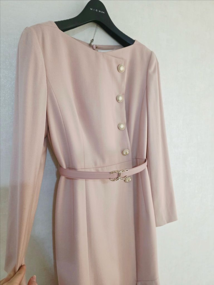 미샤 고급 큐빅 벨트셀트 분홍 롱원피스--3