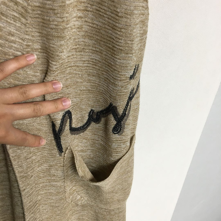 베네통 자수 린넨 롱 베스트 F--1