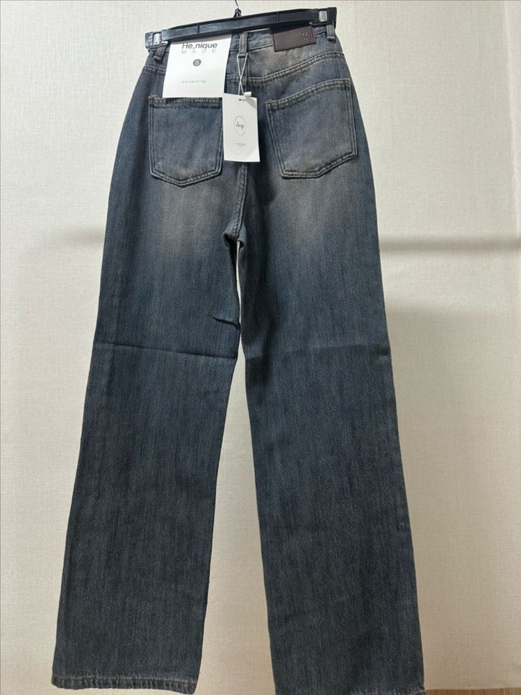 (새상품) 히니크 HENIQUE 턴드 와이드 롱 데님 팬츠--4