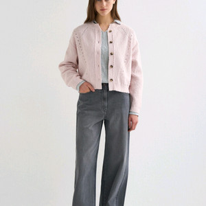 한섬 26ss신상 시스템 텍스처 믹스 크롭 가디건 프리