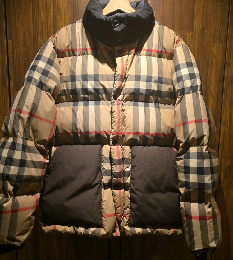 버버리 체크 패딩 아카이브 베이지--1