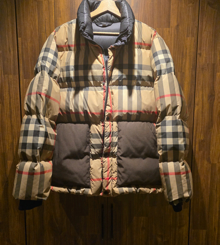 버버리 체크 패딩 아카이브 베이지--4