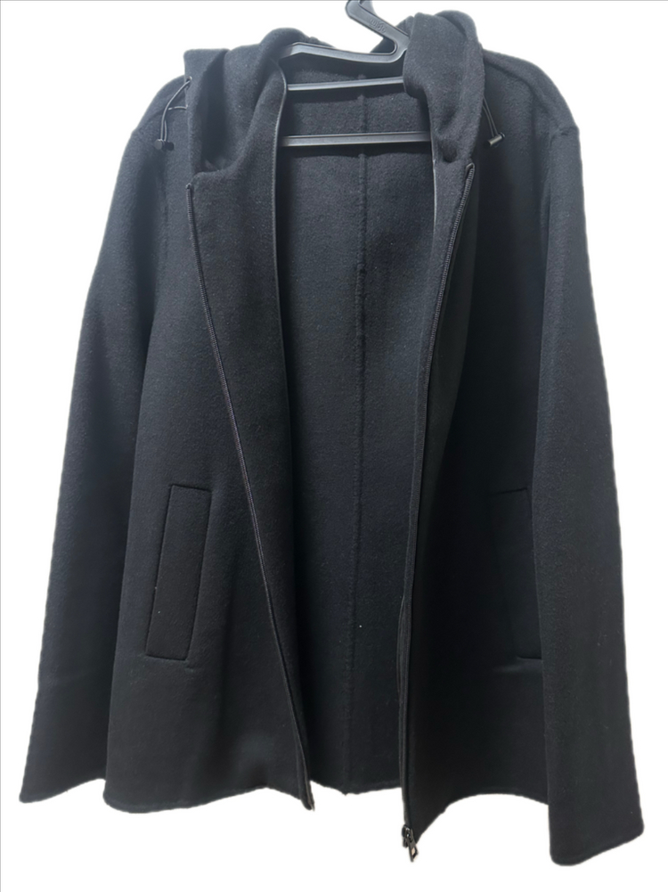 블랙 후드 집업 울90 코트 자켓 새상품--1