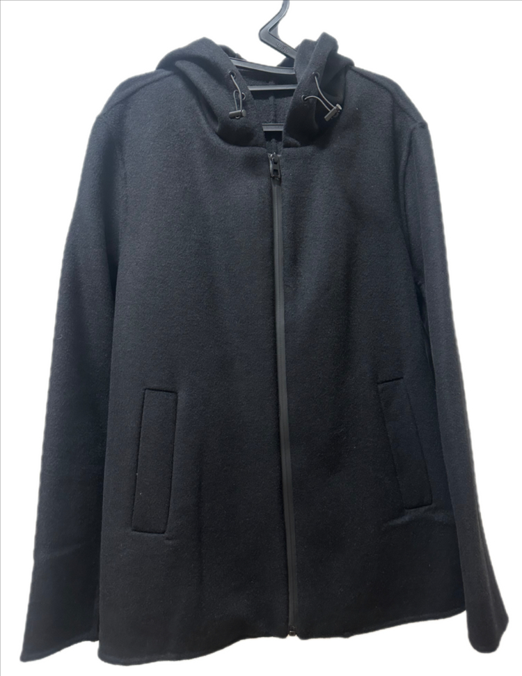 블랙 후드 집업 울90 코트 자켓 새상품--2