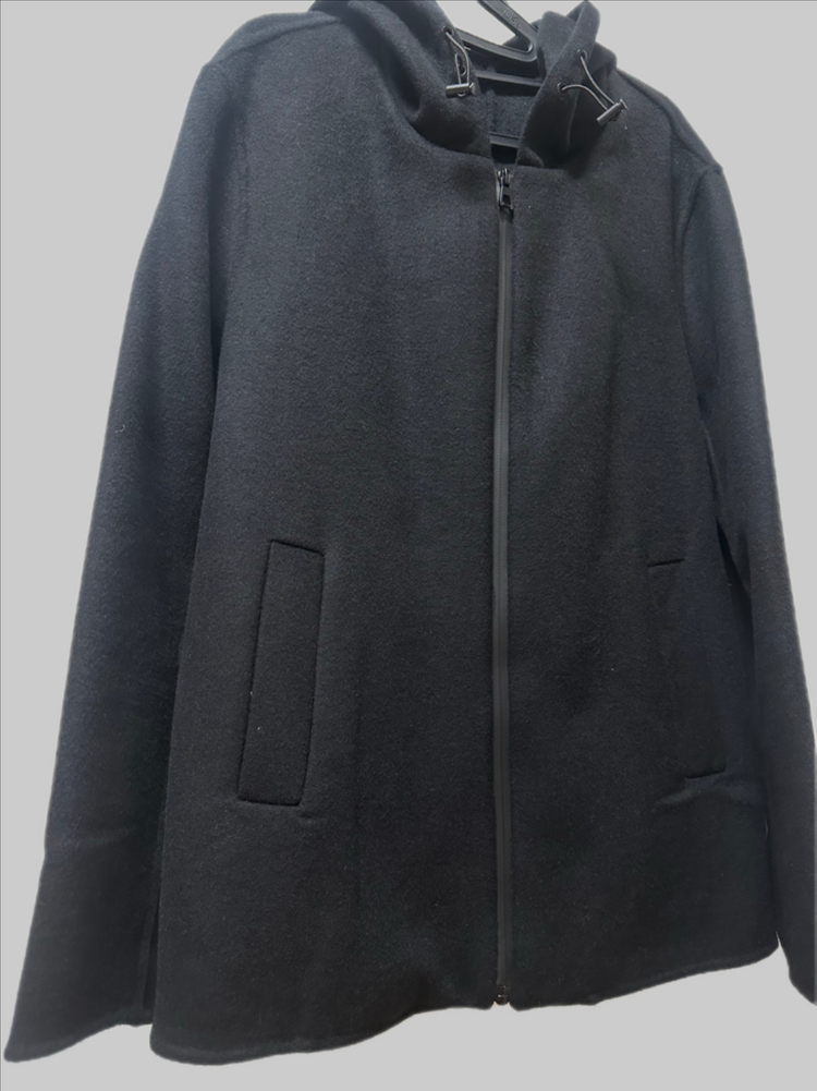 블랙 후드 집업 울90 코트 자켓 새상품--3