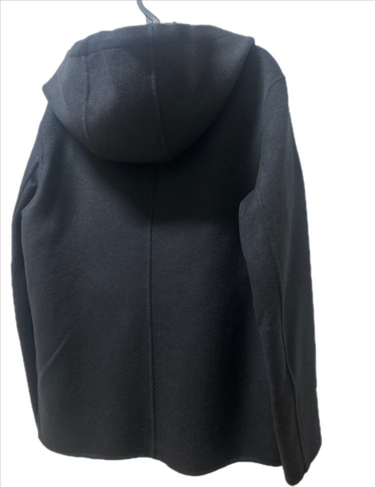 블랙 후드 집업 울90 코트 자켓 새상품--4