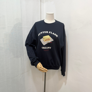 네이비 그래픽 레터링 오버핏 얇은맨투맨 스웻셔츠 4233