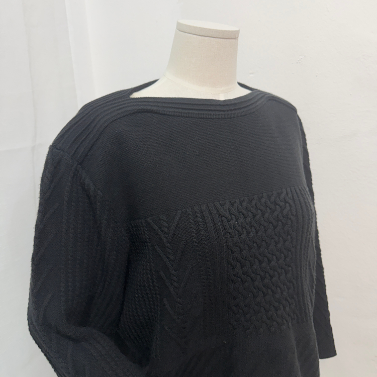 nainkol 짜임 블랙크롭니트 7부니트 하객룩 4234--1