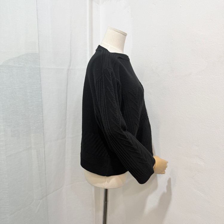 nainkol 짜임 블랙크롭니트 7부니트 하객룩 4234--2