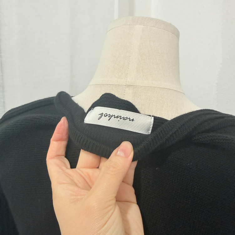 nainkol 짜임 블랙크롭니트 7부니트 하객룩 4234--4