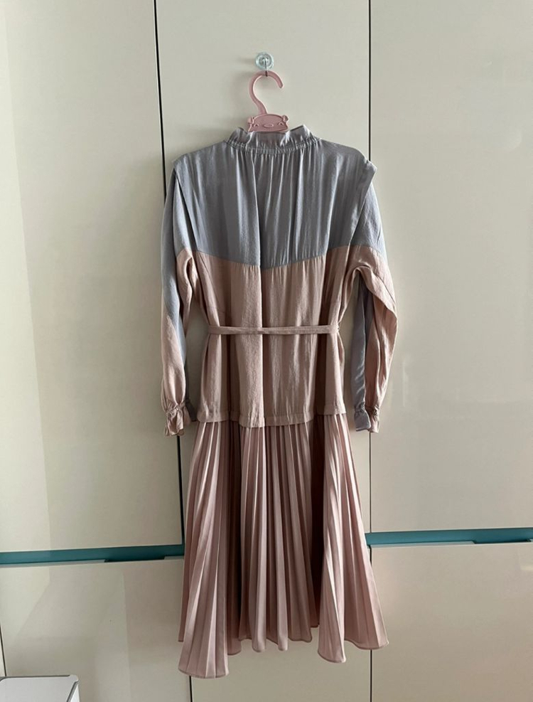 SJSJ 플리츠 배색 원피스--4