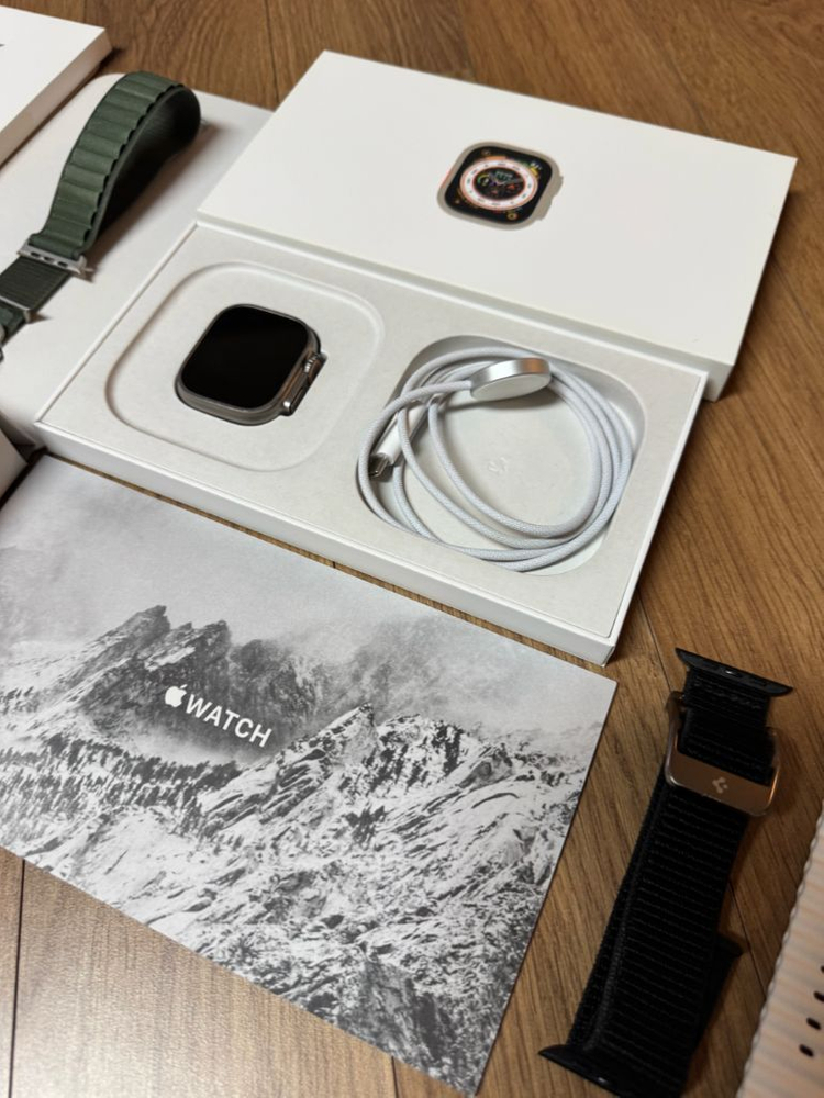 애플워치 울트라1 49mm 티타늄 셀룰러 풀박스 + 추가 스트랩 다수--4