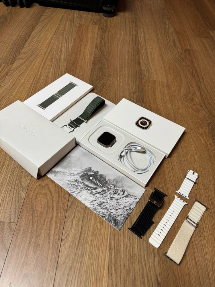 애플워치 울트라1 49mm 티타늄 셀룰러 풀박스 + 추가 스트랩 다수--6