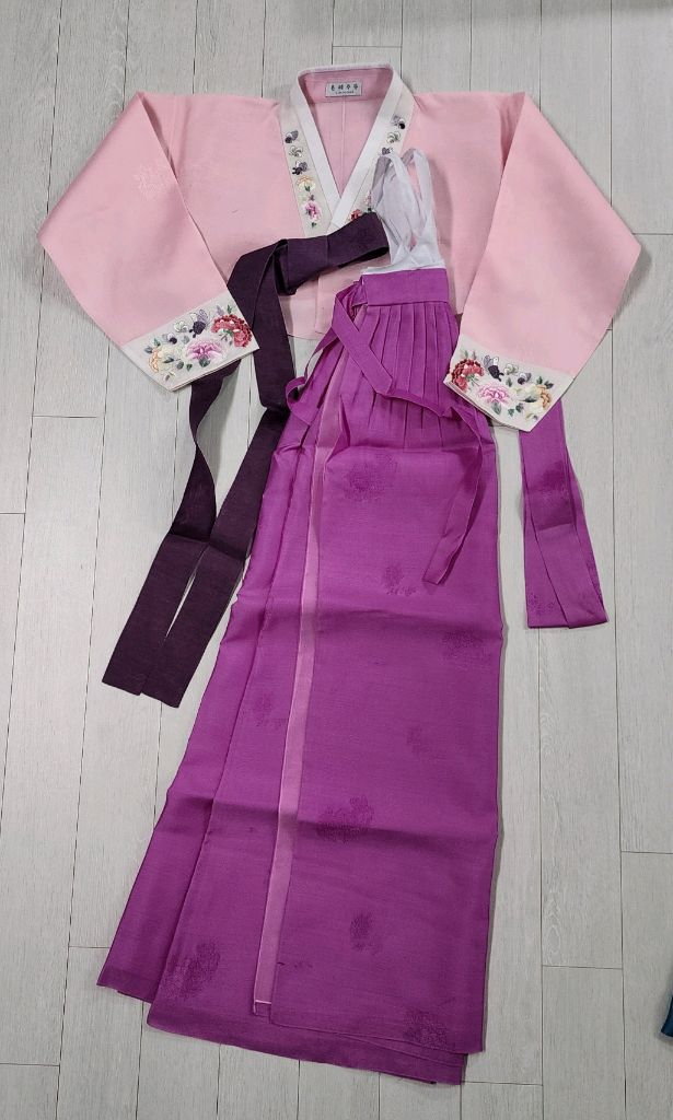 한복 저고리 두루마기 치마 속치마 속바지 속저고리 은혜주단 귀부인한복 혼주 예복 원피스 파란색 분홍색 목도리 여자--2