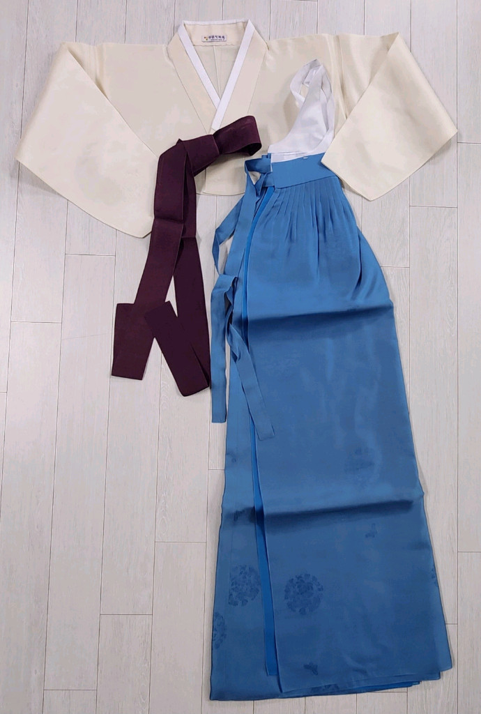 한복 저고리 두루마기 치마 속치마 속바지 속저고리 은혜주단 귀부인한복 혼주 예복 원피스 파란색 분홍색 목도리 여자--3