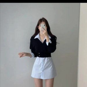 에이블리 투웨이 사선 랩 니트 가디건