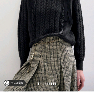 랑방 캐시미어 블렌드 리본 스트랩 니트 탑