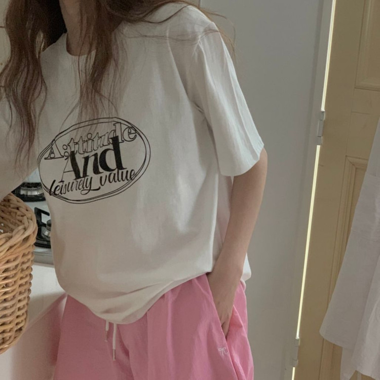 새상품) 레터링 여성 반팔티 박스티 반팔티셔츠 이미지