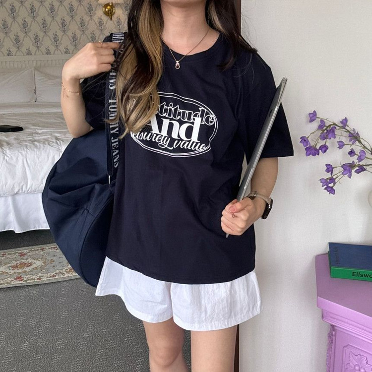 새상품) 레터링 여성 반팔티 박스티 반팔티셔츠 이미지