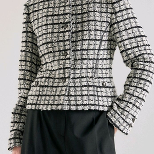 랑방 울 블렌드 시퀸 칼라리스 트위드 자켓