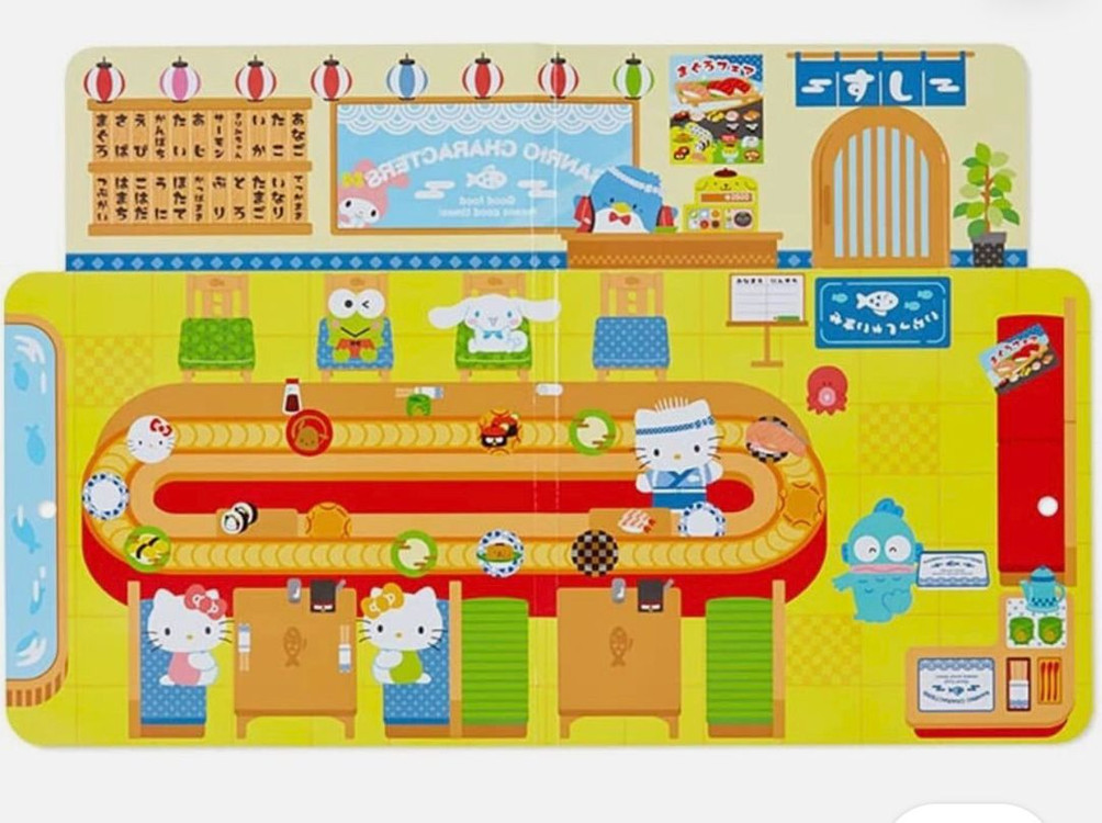 (미개봉) 산리오 말랑말랑 코디 스티커 세트 (초밥집 버전) 폼폼푸린 포차코 배츠마루--1