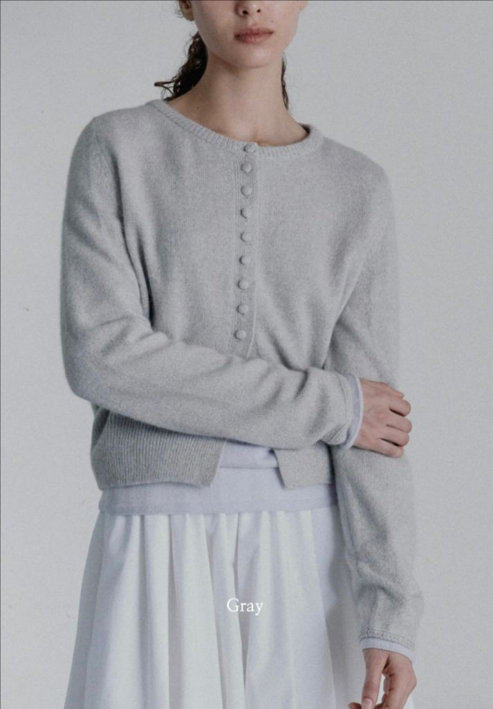 엘로주 소피 라쿤 콩단추가디건 그레이 셋업 2회착용--2