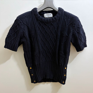 톰브라운 정품 금장 아란 케이블 반팔니트