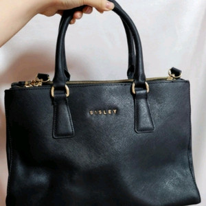 시슬리 백화점 정품 블랙 가죽 토트백 겸 크로스백