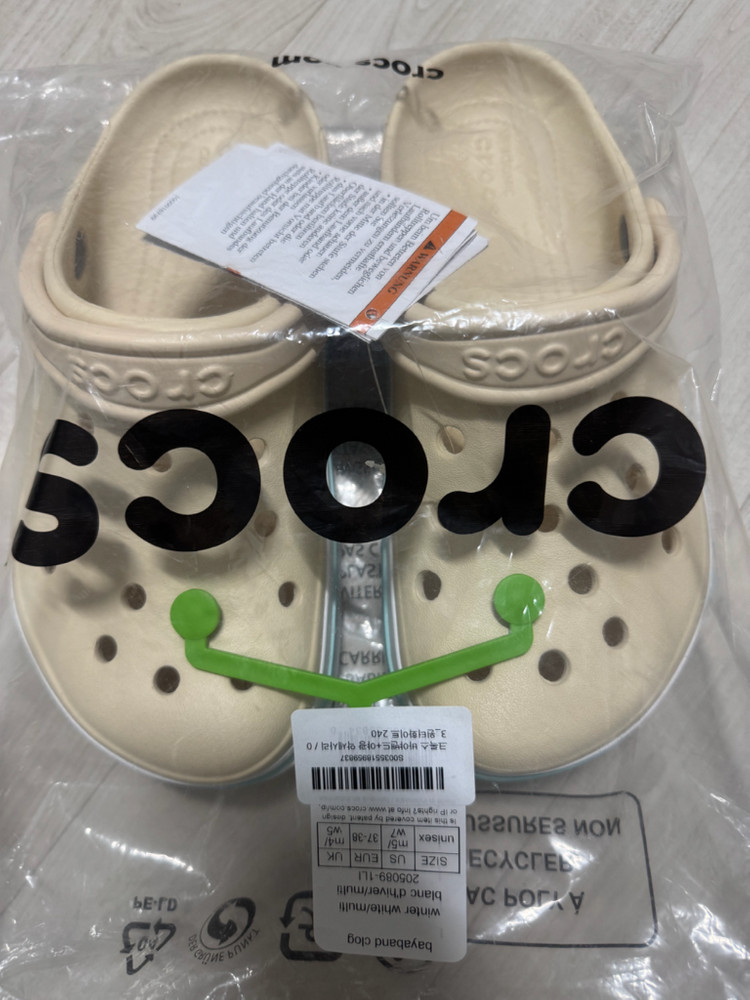 (새상품) 크록스 바야밴드 클로그 윈터 화이트/멀티--1