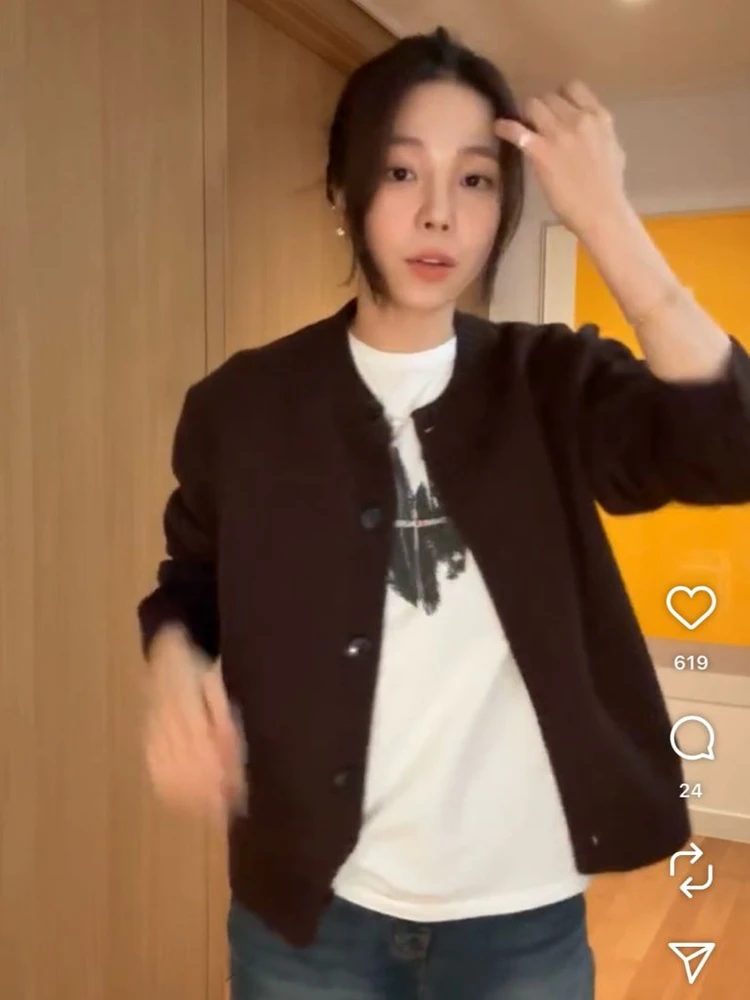 (ceeci) 씨에씨 지윤미 야크울 가디건 브라운 두번 착용 이미지