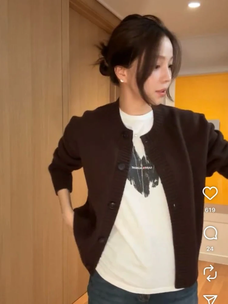 (ceeci) 씨에씨 지윤미 야크울 가디건 브라운 두번 착용 이미지