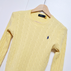 여성 폴로 QR인증 캐시미어 울 케이블 꽈배기 긴팔 니트 스웨터