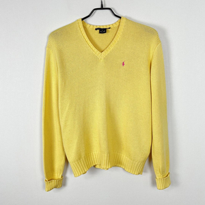 랄프로렌/오버핏 노랑 면 니트 폴로 공용S 90/라덴