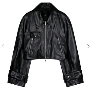 새상품!! 블랙 크롭 레더 자켓