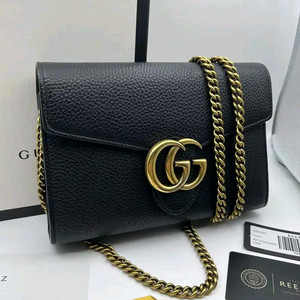 구찌 마몬트 GG 금장 체인 백