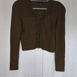 90/F/한섬마인 모직 숏가디건/자켓