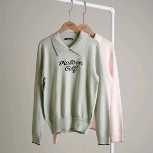 말본 여성 골프 레터링 카라 니트 티셔츠 이미지