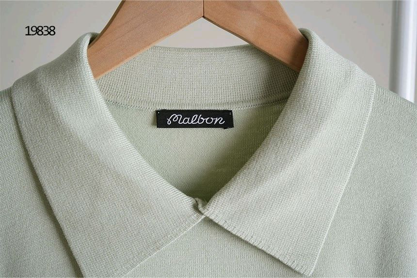 말본 여성 골프 레터링 카라 니트 티셔츠 이미지