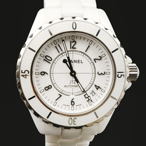 샤넬 38MM 오토매틱 화이트 세라믹 J12 여성 시계 / H0970