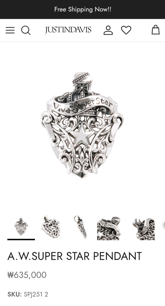 Justin Davis 저스틴데이비스 팬던트목걸이--7