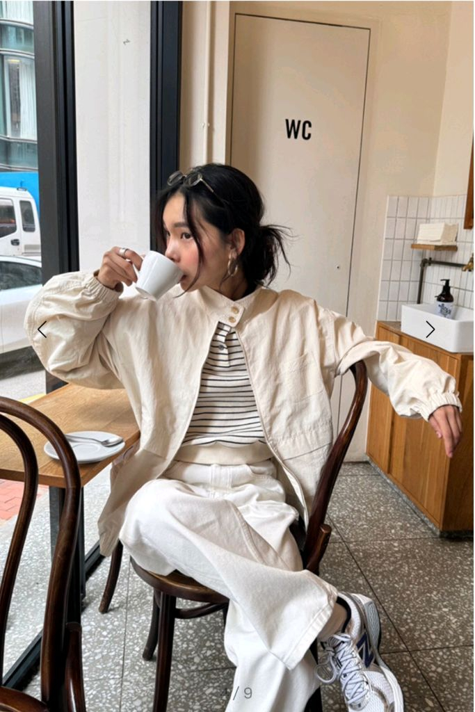 앤유 피케셔츠 cream navy stripe--1