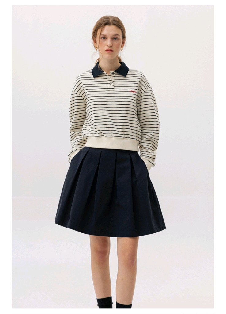 앤유 피케셔츠 cream navy stripe--6