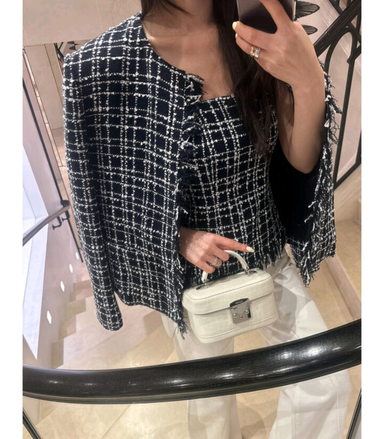 더로랑 프린지 트위드클래식 탑 m 네이비--2