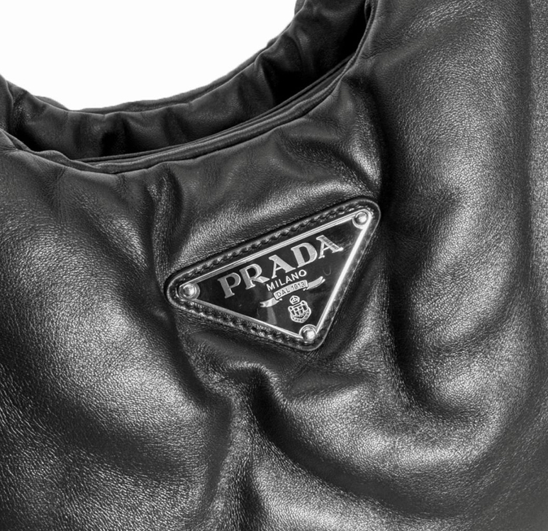 [M] 프라다 패디드 패딩 소프트 패딩 니파 레더 백 토트백 미디움 블랙--5